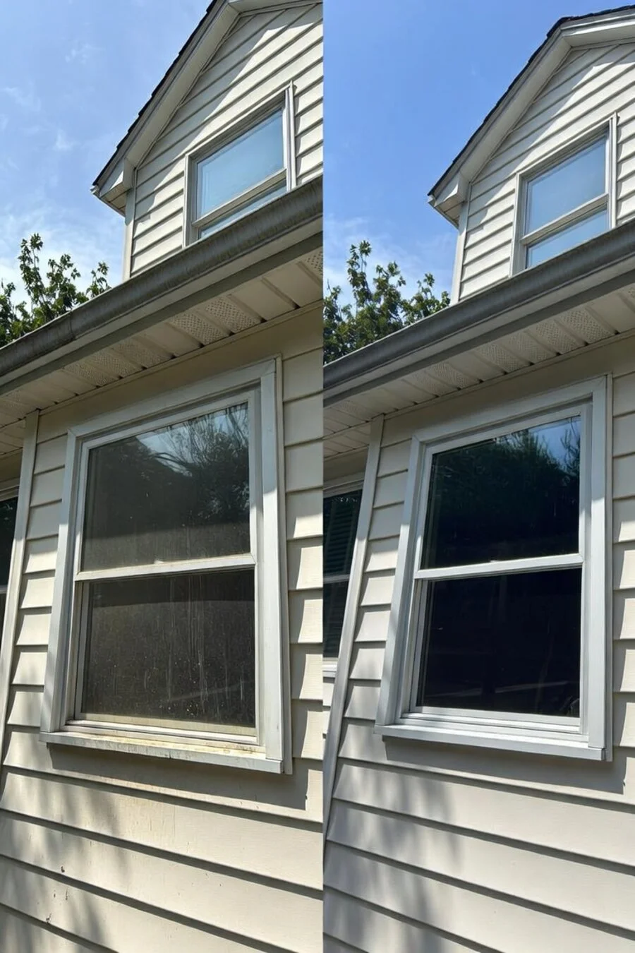 Window cleaning before and after